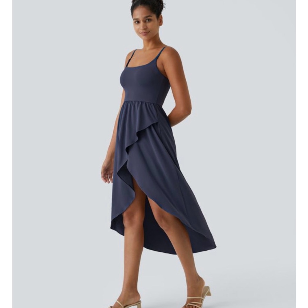 HALARA Breezeful Navy High Low Dress with biker shorts